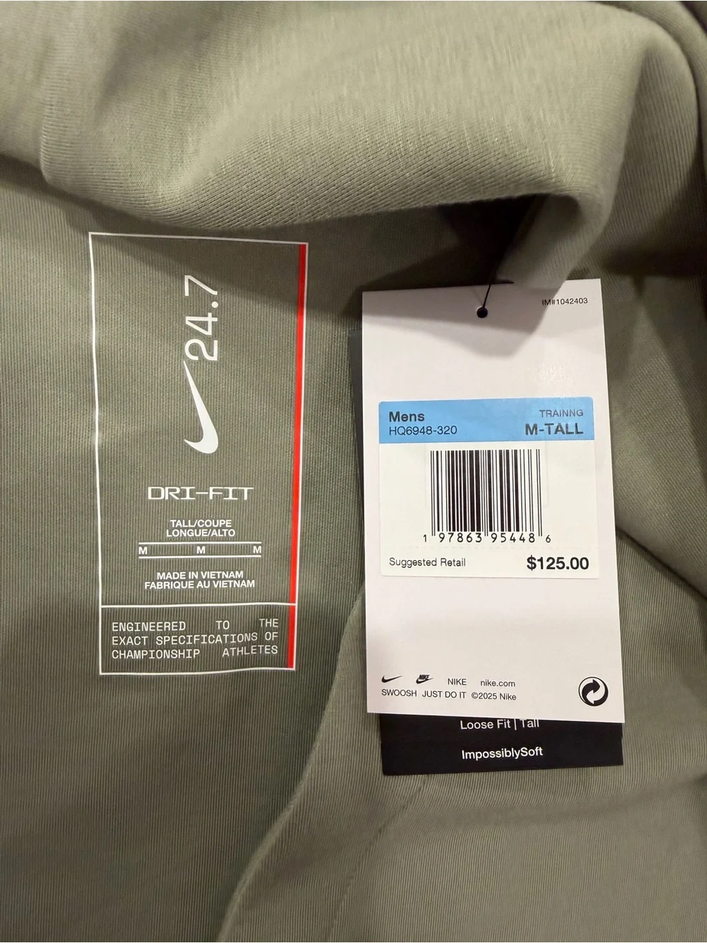 Nike 24.7 Dri-FIT ImpossiblySoft Open Cardigan Men's M Tall Olive Green NWT
